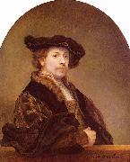 REMBRANDT Harmenszoon van Rijn, wearing a costume in the style of over a century earlier. National Gallery